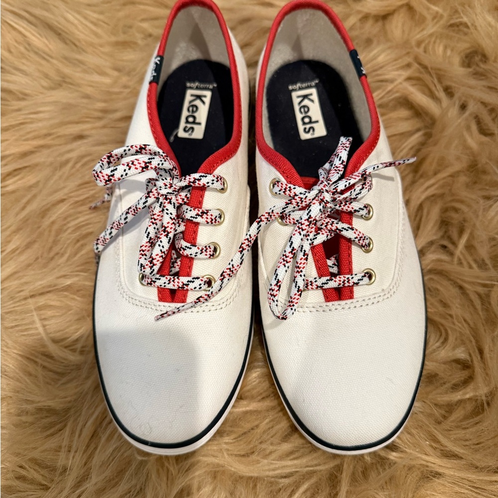 Keds White Sneakers with Red Trim
